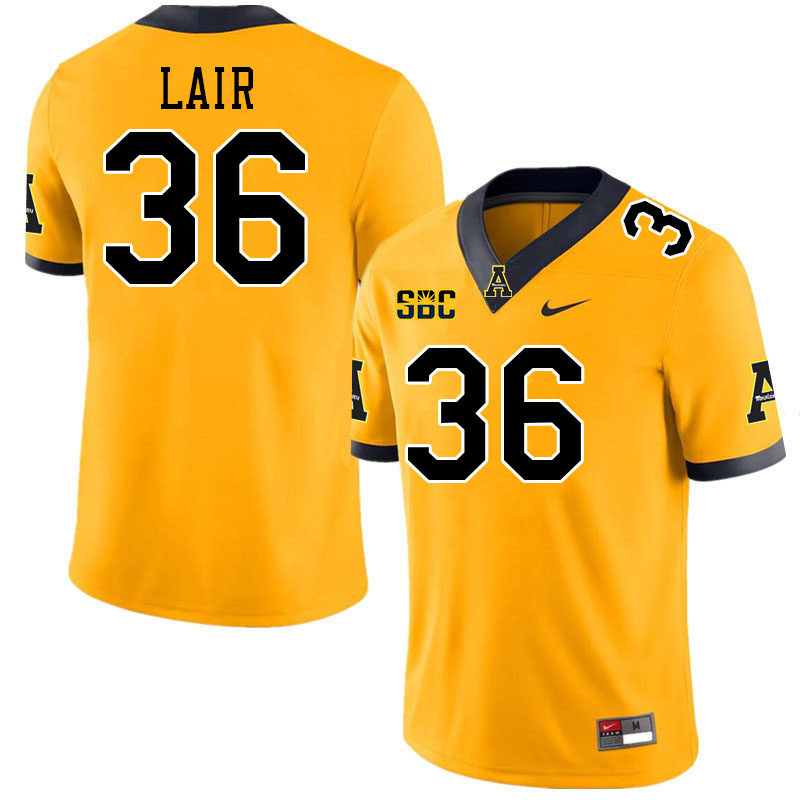 Appalachian State Mountaineers #36 Luke Lair College Football Jerseys Stitched-Gold